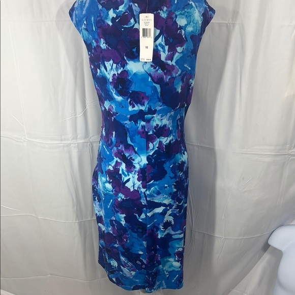 Lauren Ralph Lauren Blue Sheath Midi Dress V-Neck Sleeveless Size 10 - Picture 5 of 8